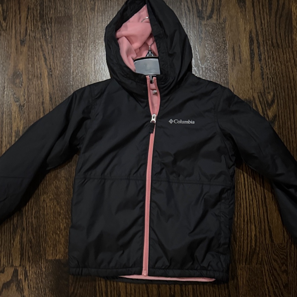 Girls Columbia Black Jacket with Pink Lining and Trim new without tag size 5